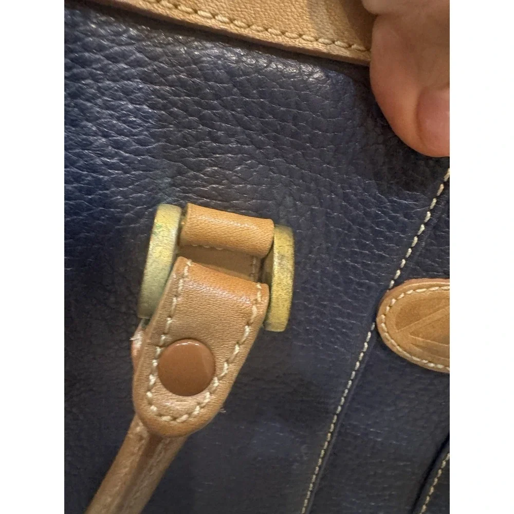 Vintage 1990s Liz Claiborne Leather Purse Small Handbag Brown Blue